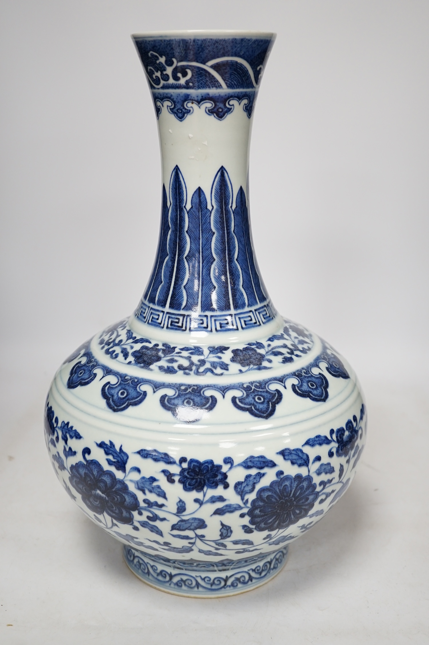 A Chinese blue and white porcelain vase, 38cm high. Condition - good